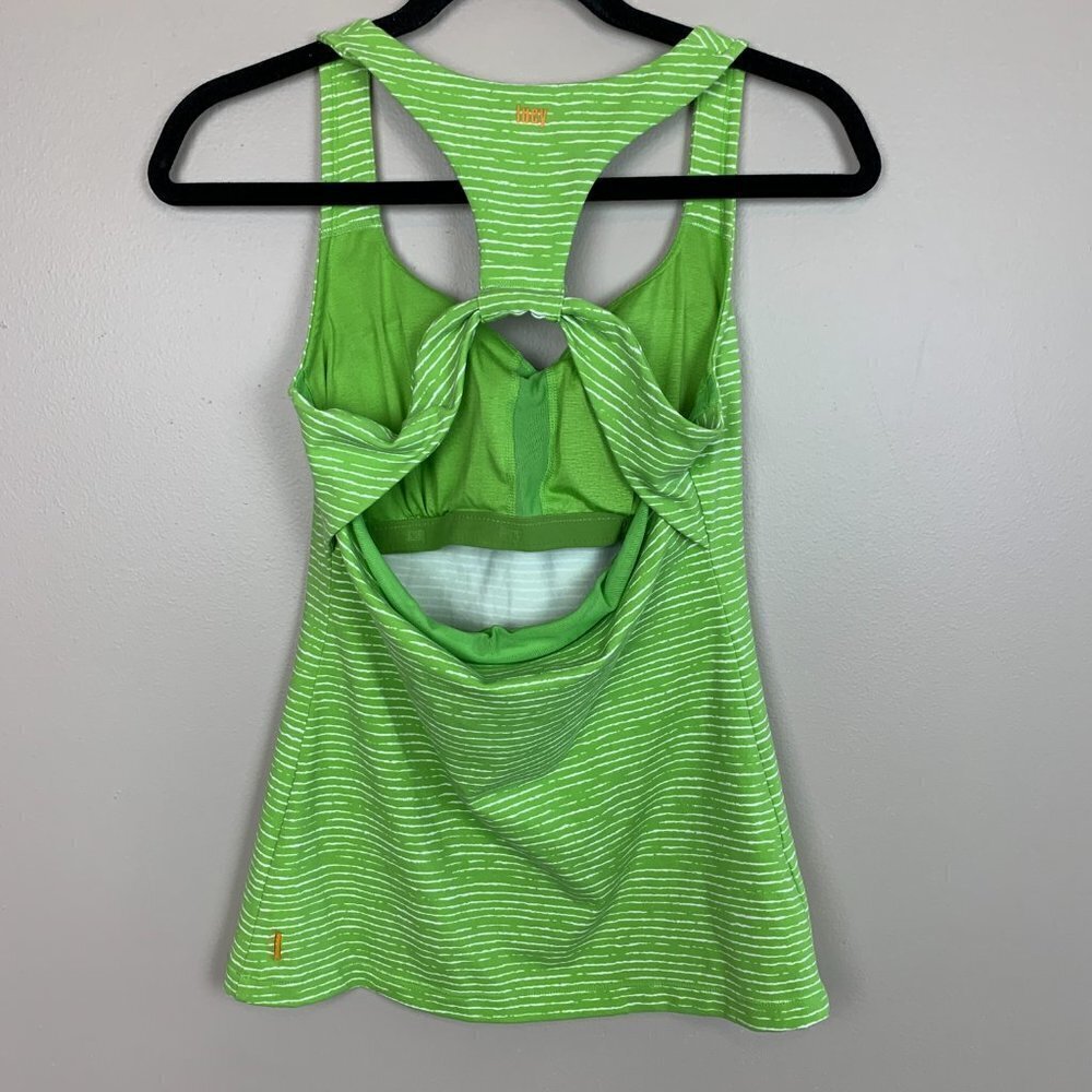 Lucy Powermax Green & White Striped Rouched Front Tank Top Size Medium - Picture 5 of 5
